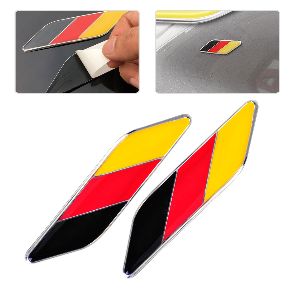 2x Deutschland Fahne Streifen Flagge 3D Kfz Aufkleber Sticker Autoaufkleber kk