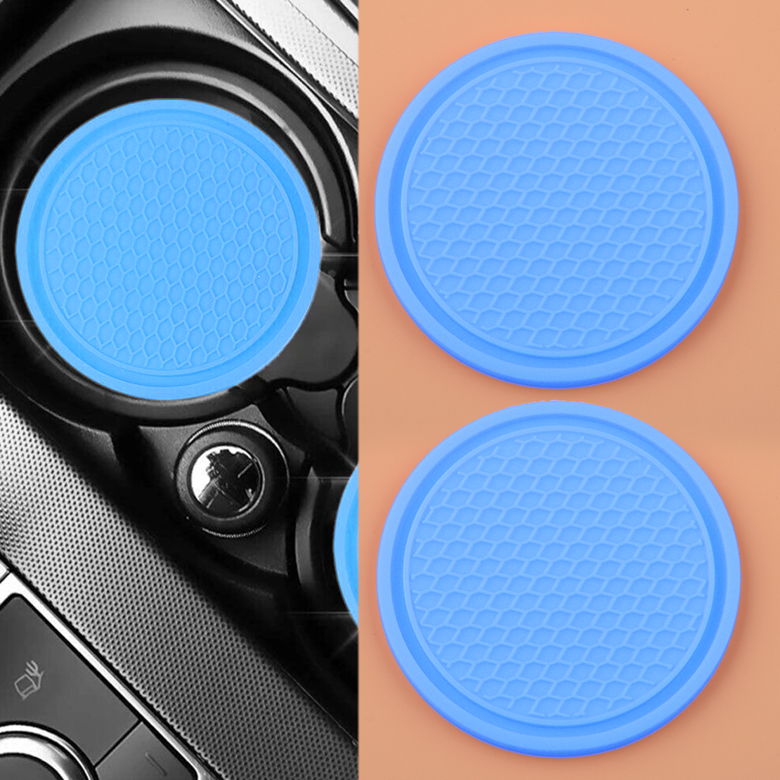 Blue Cup Holder Anti-Slip Insert Coaster Pad Mat Interior Accessories